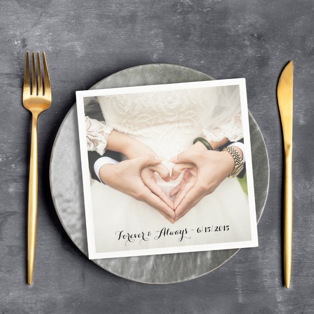 Serviette En Papier Photo Mariage personnalisée pour toujours et toujo (Créateur téléchargé)