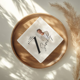 Serviette En Papier Photo minimale d'anniversaire des 70 ans moderne J