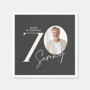 Serviette En Papier Photo minimale d'anniversaire moderne de 70 ans Ja