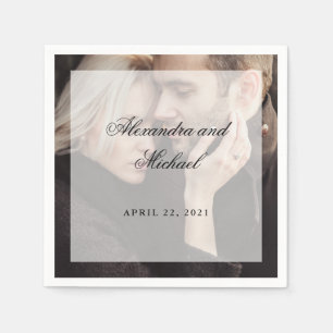 Serviette En Papier Photo moderne avec superposition   Mariage