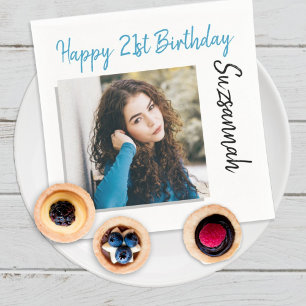 Serviette En Papier Photo personnalisée 21e Joyeux Modèle de fête d'an