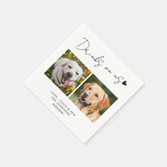 Serviette En Papier Photo personnalisée Boissons sur moi chien mariage (Coin)