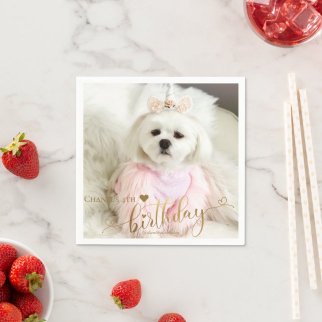 Serviette En Papier Photo personnalisée Chien animal de compagnie Typo (En situation)