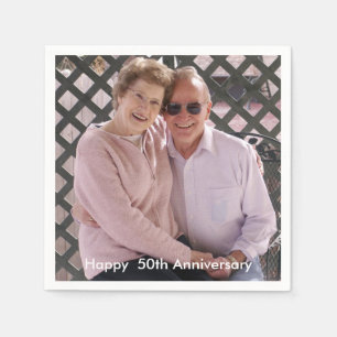 Serviette En Papier Photo personnalisée du 50e anniversaire du Mariage