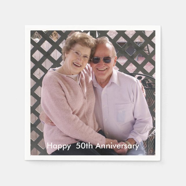 Serviette En Papier Photo personnalisée du 50e anniversaire du Mariage (Devant)