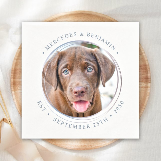 Serviette En Papier Photo personnalisée Elegant Dusty Blue Pet Chien M (Créateur téléchargé)