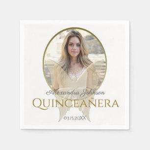 Serviette En Papier Photo Quinceanera 15e Anniversaire Papillon d'or
