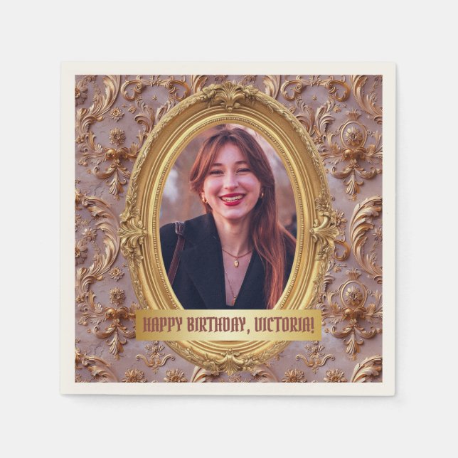Serviette En Papier Photo Rococo Soft Renaissance Gold Anniversaire (Devant)