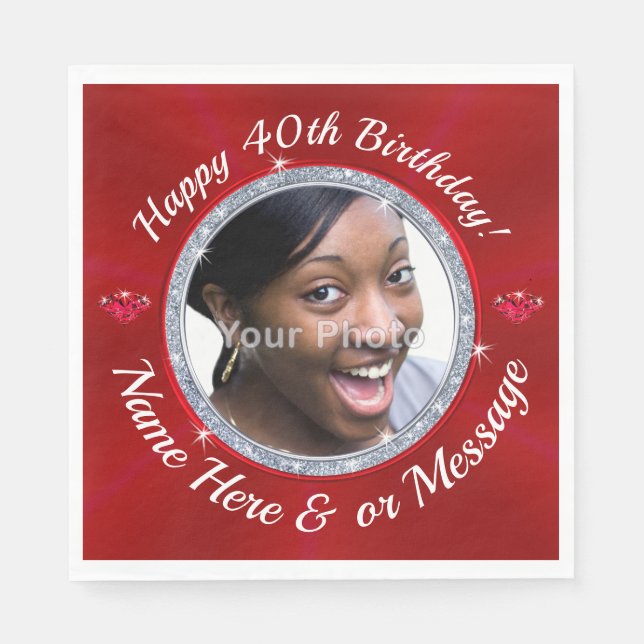 Serviette En Papier Photo, Serviettes personnalisées 40e anniversaire  (Devant)