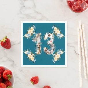 Serviette En Papier Photo turquoise 13e anniversaire Collage Fleur Jau