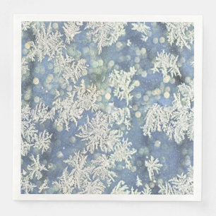 Serviette En Papier Photographie abstraite de givre givré bleu/blanc