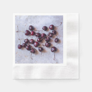 Serviette En Papier Photographie de Cerises Rouges Fraîches
