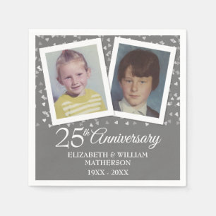 Serviette En Papier Photos d'enfance pour les 25 ans de mariage Argent
