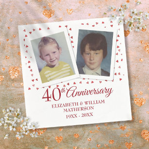 Serviette En Papier Photos d'enfance pour les 40 ans de mariage Rubis