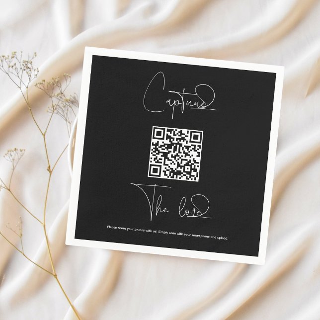 Serviette En Papier Photos Mariage Premium Simple Share avec code QR (Créateur téléchargé)