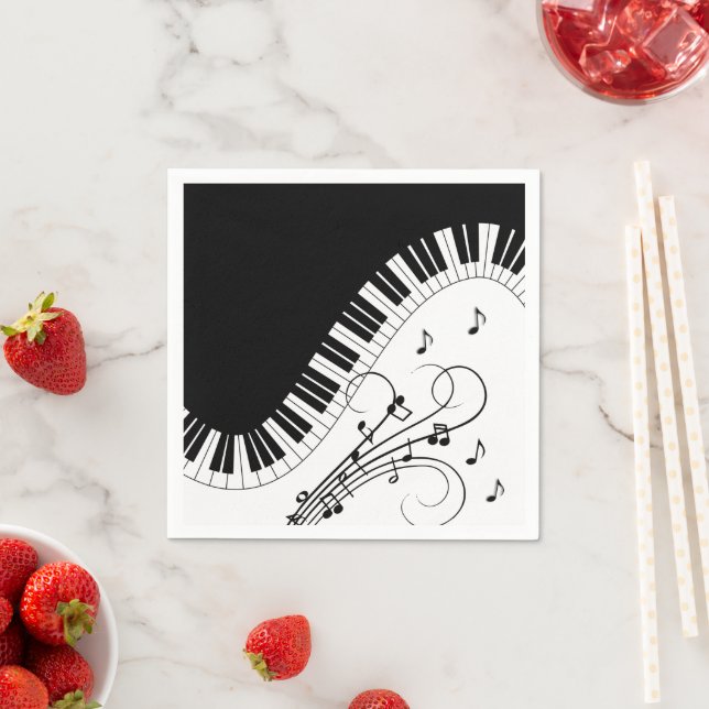 Serviette En Papier Piano Keyboard Music Design (En situation)