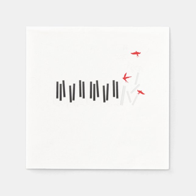 Serviette En Papier Piano Keys Oiseaux Pianiste Musicien Notes musical (Devant)