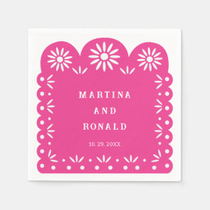 SERVIETTE EN PAPIER PICADO DE PÂLE MEXICAINE ROSE