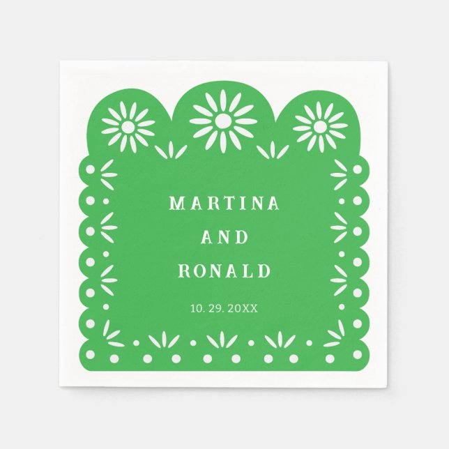 SERVIETTE EN PAPIER PICADO DE PEAU MEXICAIN VERT (Devant)