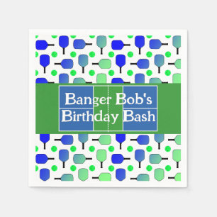 Serviette En Papier Pickleball Anniversaire Bleu Vert Paddle Ball Beng