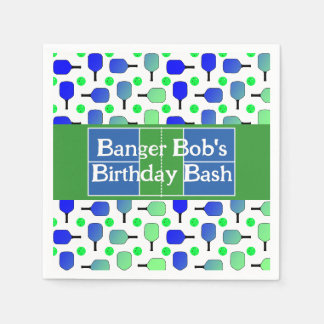 Serviette En Papier Pickleball Anniversaire Bleu Vert Paddle Ball Beng
