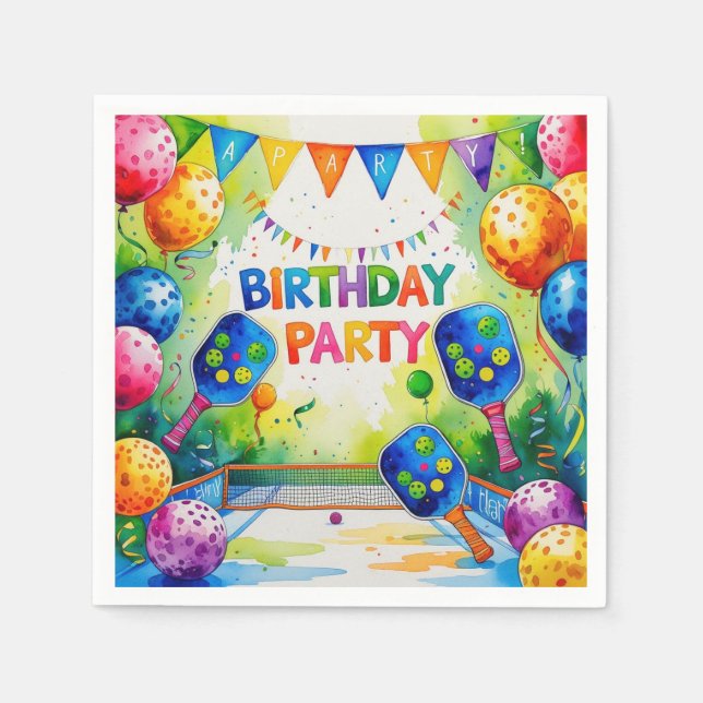 Serviette En Papier Pickleball Anniversaire Fête thème (Devant)