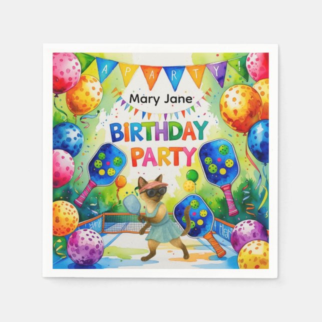Serviette En Papier Pickleball Anniversaire Fête thème (Devant)