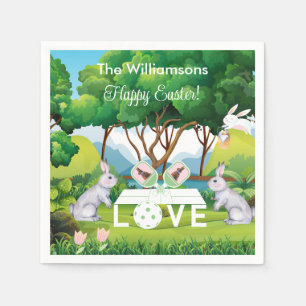 Serviette En Papier Pickleball Bunnies Amusants Pâques heureux
