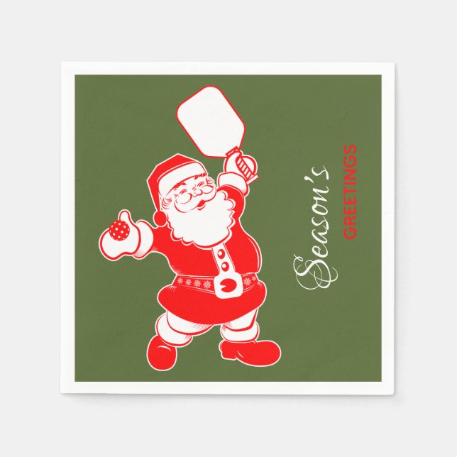 Serviette En Papier Pickleball classique Père Noël Noël vert (Devant)