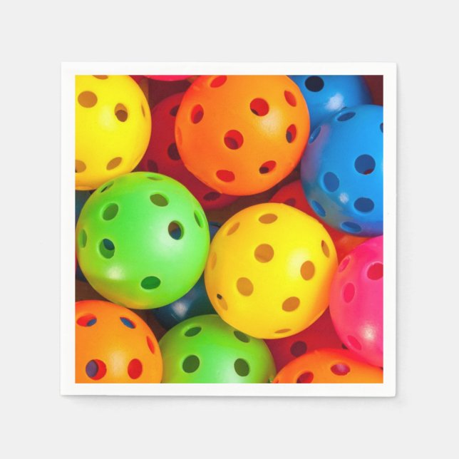 Serviette En Papier Pickleball coloré (Devant)