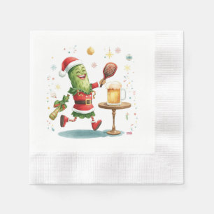 Serviette En Papier Pickleball fête de Noël avec bière