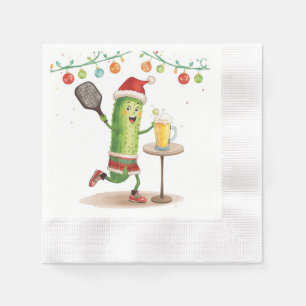 Serviette En Papier Pickleball fête de Noël avec bière
