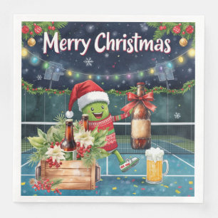 Serviette En Papier Pickleball fête de Noël avec bière
