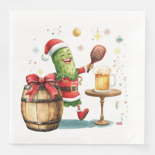 Serviette En Papier Pickleball fête de Noël avec bière