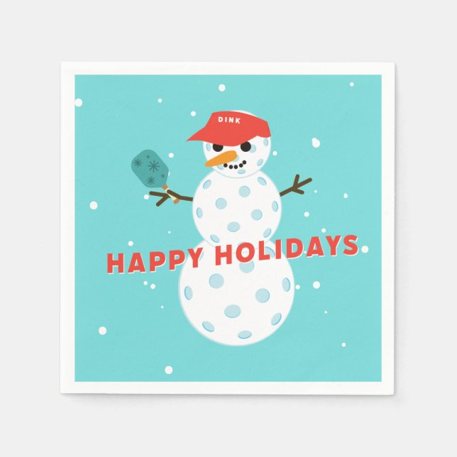 Serviette En Papier Pickleball Fête Humour Snowman (Devant)