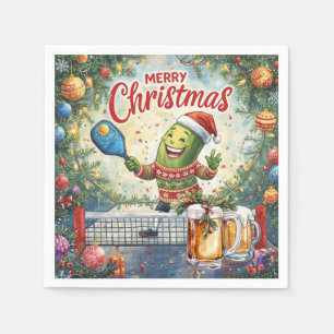 Serviette En Papier Pickleball Noël avec bière pour Noël