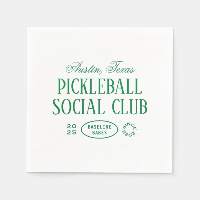 Serviette En Papier Pickleball Party Favoriser les serviettes en vert  (Devant)