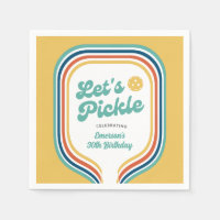 Pickleball Party Pickle Retro Rainbow Stripe