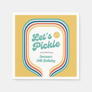 Serviette En Papier Pickleball Party Pickle Retro Rainbow Stripe