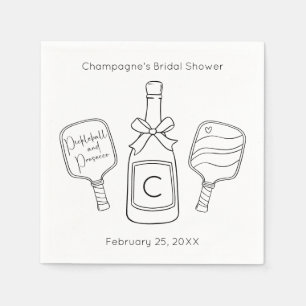 Serviette En Papier Pickleball & Prosecco Fête des mariées moderne