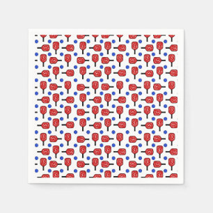 Serviette En Papier Pickleball Red White Blue Paddles et PickleBalls