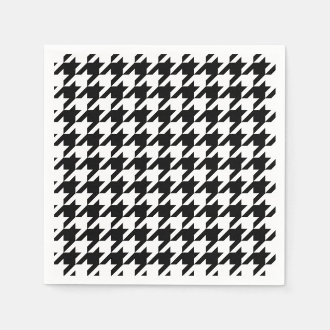 Serviette En Papier Pied de poule noir et blanc (Devant)