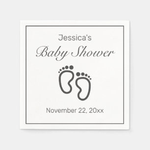 Serviette En Papier Pieds bébé Baby shower blanc minimaliste moderne