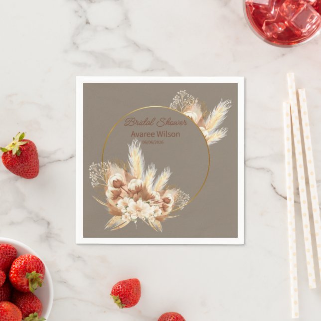 Serviette En Papier Pierre Chaude Boho Pampas Douche en laiton (En situation)