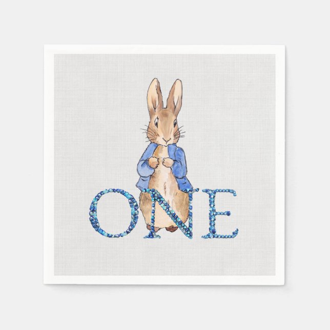 Serviette En Papier Pierre le lapin 1er anniversaire (Devant)