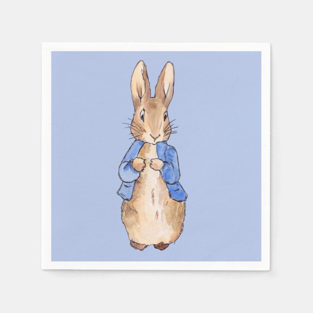 Serviette En Papier Pierre le lapin avec Arrière - plan bleu (Devant)