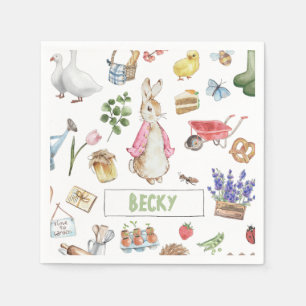 Serviette En Papier Pierre rose et lapin