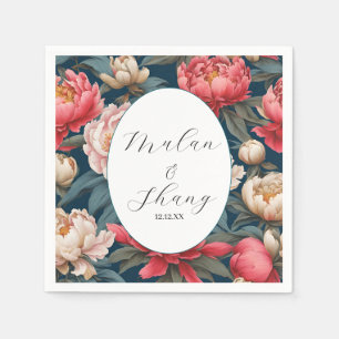 Serviette En Papier Pies roses et blanches Mariage oriental