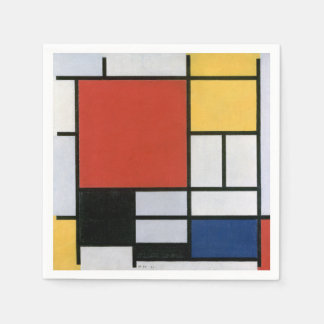Serviette En Papier Piet Mondrian Rouge Bleu Jaune Art Abstrait
