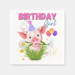 Serviette En Papier Pig Piggy Anniversaire Rose Fille Animaux Amateurs